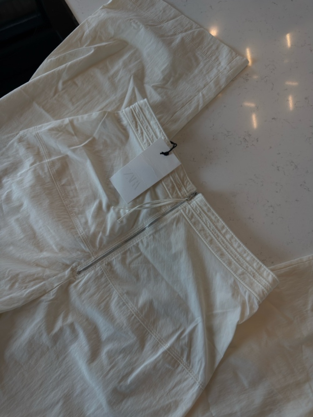 Zara Off-White Zipper-Front Trousers